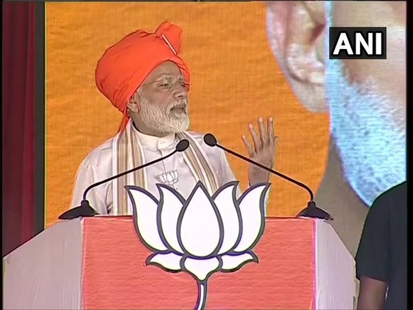Prime Minister Narendra Modi addressing an election rally at Hisar in Haryana on Friday. Photo/ANI