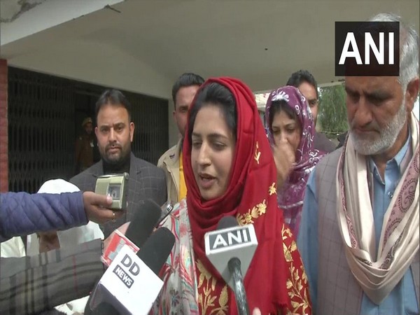 Tazeem Akhter, elected chairperson of Poonch DDC speaking to media on Saturday. (Photo/ANI)