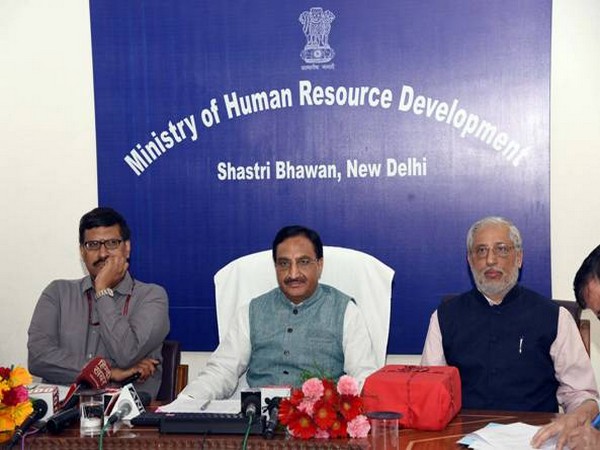 Union HRD Minister Dr Ramesh Pokhriyal Nishank at the event on Wednesday in New Delhi. Photo/ANI