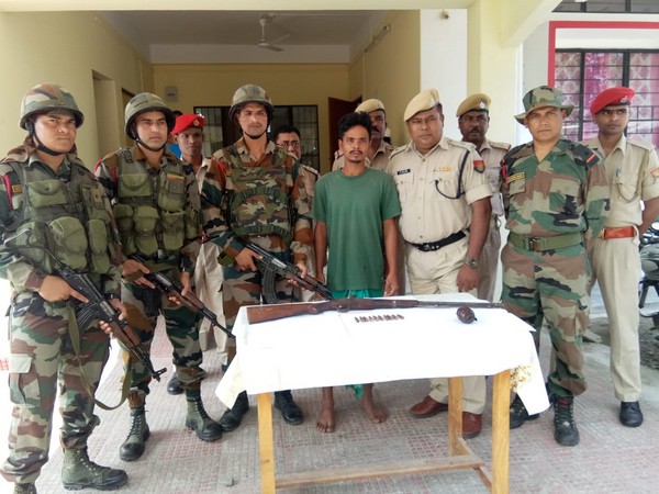 In a joint operation, Assam police and CRPF on Saturday apprehended one NDFB cadre from Chirang, Assam. (Photo/ANI)
