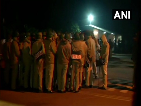 A visual from outside the JNU campus on Sunday night. Photo/ANI