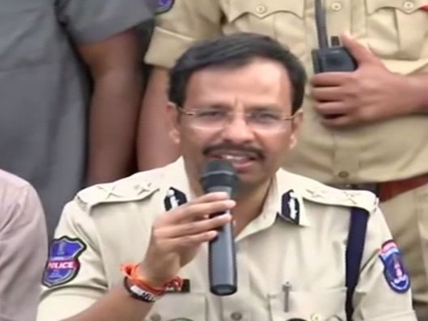 Cyberabad Police Commissioner VC Sajjanar addressing press conference in Hyderabad on Friday 
