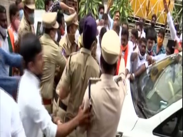 Several party leaders and workers were arrested on Friday, following their march to the state Assembly demanding the official announcement of Telangana Liberation Day in hyderabad. (Photo: ANI)