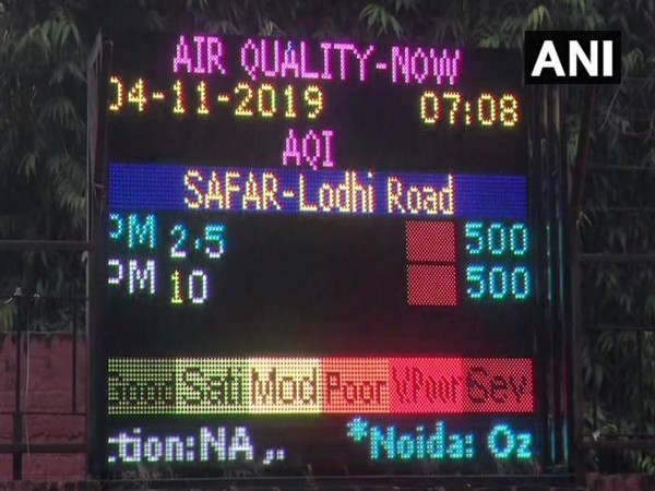 Air quality in the national capital continued to remain in 'severe' category on Monday. Photo/ANI