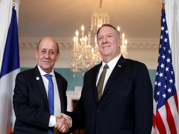 French Foreign Minister Jean-Yves Le Drian and US Secretary of State Mike Pompeo.