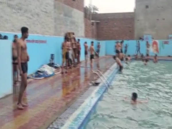 Visuals from the swimming pool in Ghaziabad which was operating during lockdown. (Photo/ ANI)