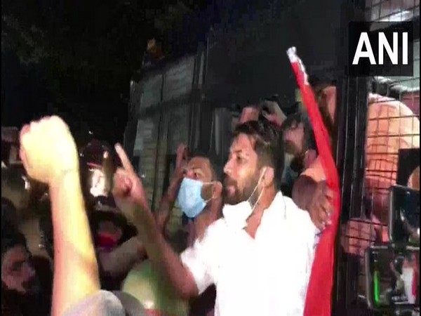 Youth Congress workers detained by police following their protest outside state minister KT Jaleel's residence in Malappuram. [Photo/ANI]