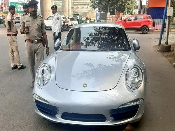 The Porsche car seized by Ahmedabad police.  