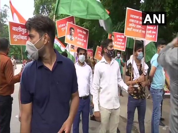 Members of Rajput Karni Sena during protest at India gate on Sunday. (Photo/ANI)