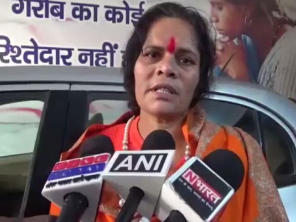 Sadhvi Prachi talking to media persons in Meerut on Sunday. Photo/ANI 