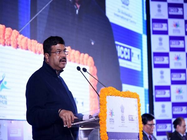 Union Minister Dharmendra Pradhan speaking at an event in New Delhi on Monday. 