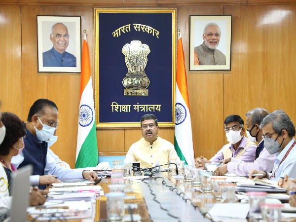 Union Education Minister Dharmendra Pradhan in meeting with Vice Chancellors of Central Universities.
