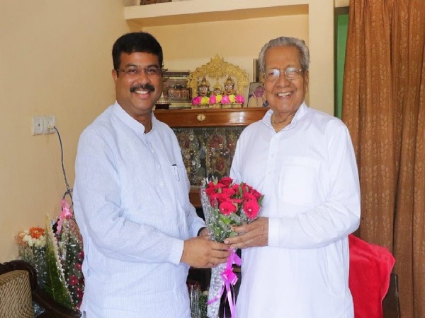 Union Minister Dharmendra Pradhan meeting with Biswa Bhushan Harichandan