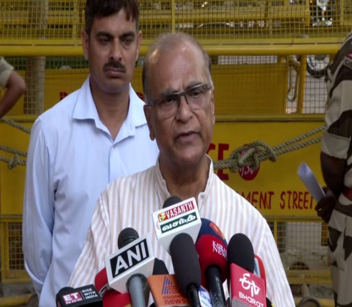 Congress MP Pradip Bhattacharya speaking to media in New Delhi on Tuesday.