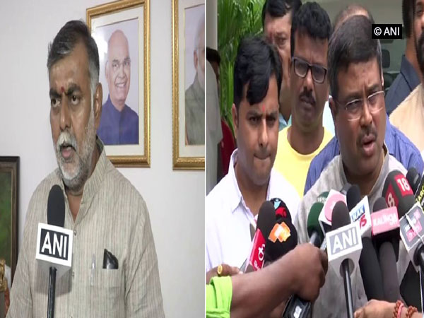 Union Ministers Prahlad Singh Patel and Dharmendra Pradhan speaking to ANI on Saturday Photo/ANI