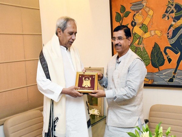 Chief Minister Naveen Patnaik and Union Minister Prahlad Joshi in Bhubanseswar on Friday. Photo/Prahlad Joshi official twitter account