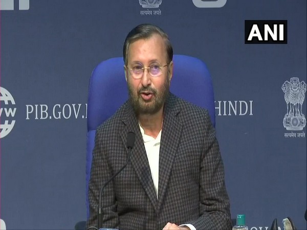Information and Broadcasting Minister Prakash Javadekar during the press briefing in New Delhi on Wednesday. (Photo/ANI)