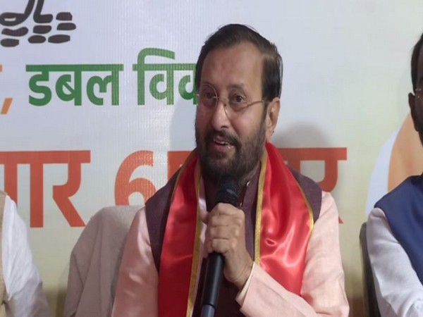 Union Minister Prakash Javadekar speaking to media in Ranchi on Sunday. Photo/ANI