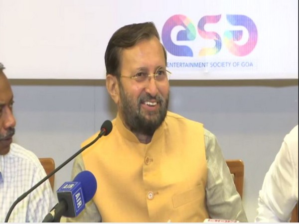 Union Minister of Information and Broadcasting Prakash Javadekar speaks to media on Sunday in Panaji, Goa [Photo/ANI]