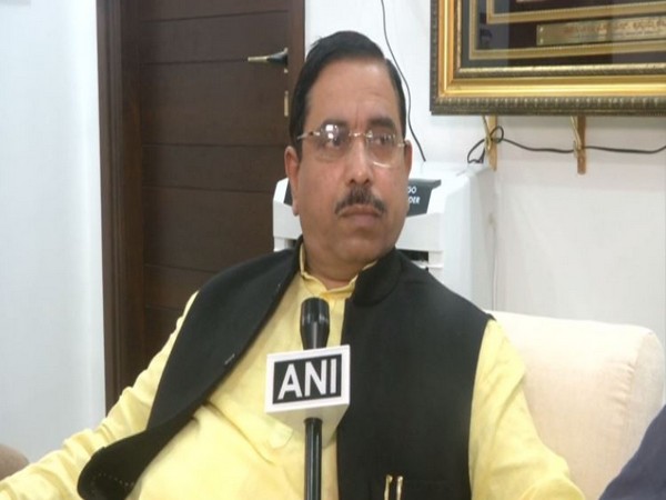 Parliamentary Affairs Minister Pralhad Joshi speaking to ANI in Hubli on Sunday. Photo/ANI