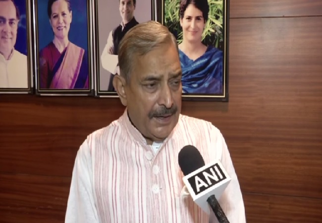 Congress leader Pramod Tiwari speaking to ANI in New Delhi on Monday Photo/ANI.
