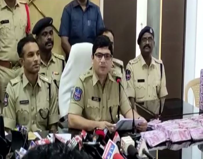 Commissioner of Police Tafseer Iqbal addressing a press conference in Khammam on Saturday. Photo/ANI