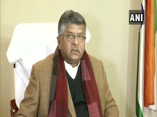 Union Minister Ravi Shankar Prasad speaking to reporters in New Delhi on Wednesday. Photo/ANI