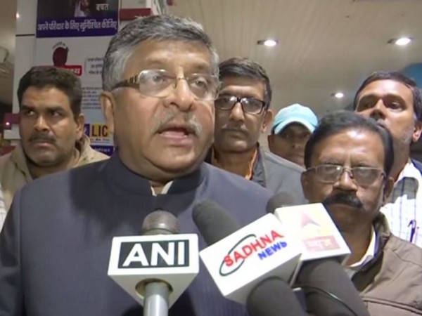 Union Minister Ravi Shankar Prasad talking to media in Patna on Saturday. Photo/ANI