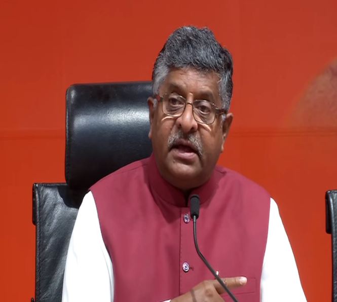 Ravi Shankar Prasad addressing press conference at New Delhi on Tuesday 