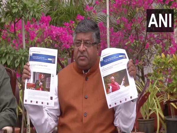Union Minister Ravi Shankar Prasad addressing a press conference in New Delhi on Monday. [Photo/ANI]