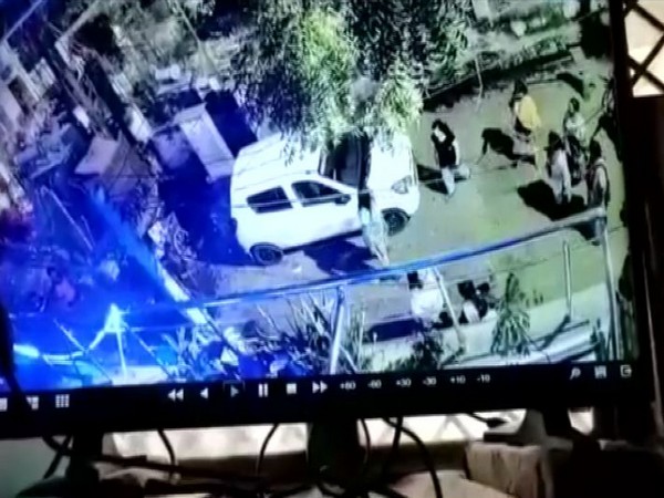 In the CCTV footage, the victim is seen confronted by the residents in Mumfordganj on Monday in Prayagraj. Photo/ANI