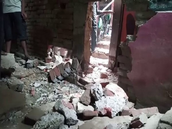 The damaged house of the fire cracker manufacturer after the explosion. Photo/ANI