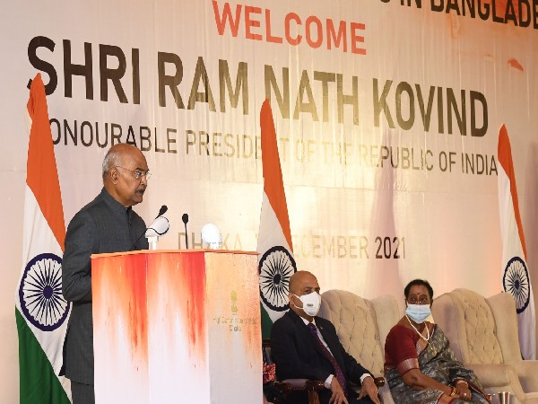 President Ram Nath Kovind addresses the Indian community in Bangladesh. (Image credit: Twitter/President Kovind)