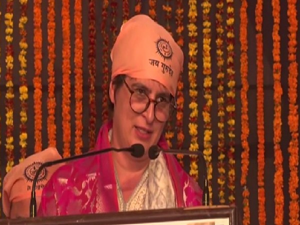 Congress leader Priyanka Gandhi Vadra speaking at an event in Varanasi, Uttar Pradesh on Sunday. 