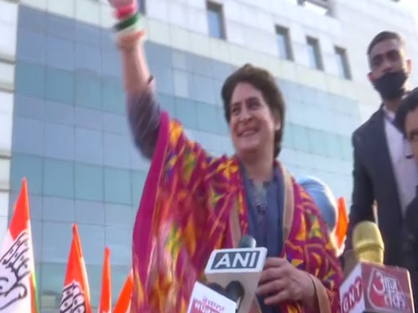 Congress leader Priyanka Gandhi Vadra in an election campaigning in Punjab's Derra Bassi. (ANI/photo)