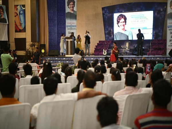 Congress general secretary for eastern Uttar Pradesh Priyanka Gandhi Vadra interacting with school students 