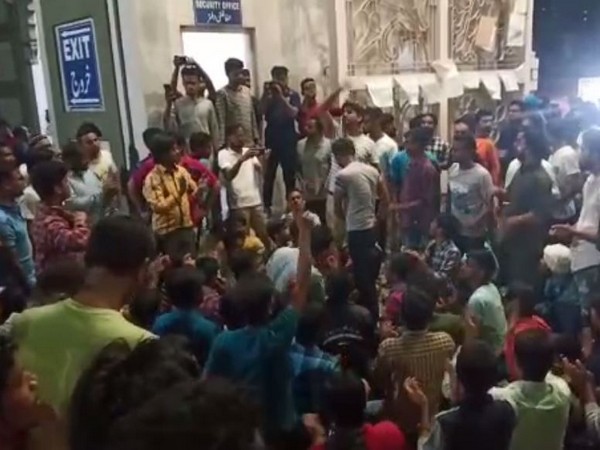 Visual of the protest by CPI leaders, activists on Tuesday. Photo/ANI