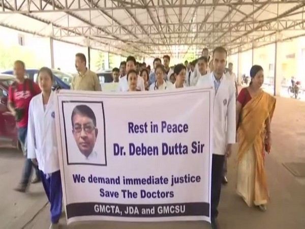 visuals from the protest held  against the killing of Doctor Diben Dutta at Guwahati Medical College and Hospital 