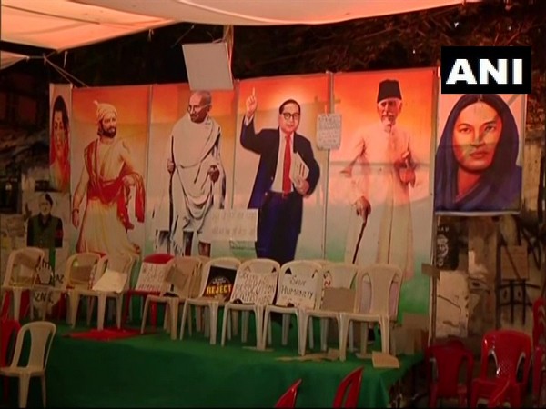 A visual of the protest site on Morland Road in Mumbai. 