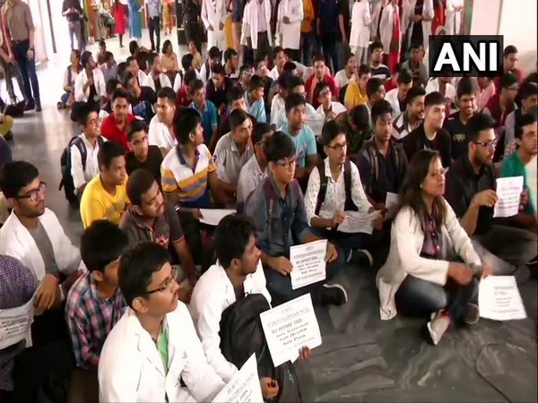 Resident doctors sit on strike in AIIMS (All India Institute Of Medical Sciences) against National Medical Commission (NMC) Bill, 2019
