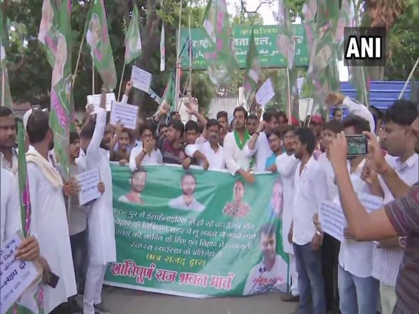Students Union Of RJD protesting against Bihar Government in Patna on Sunday (Photo/ANI) 