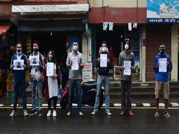Demonstrators from the civic society held placards with slogans protesting against Hou increased meeting with ruling politicos of the Himalayan Nation.
