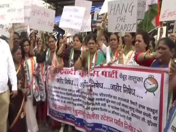 Visuals of protest against the nonarrest of the gang-rape accused in Mumbai, Maharashtra on Friday.