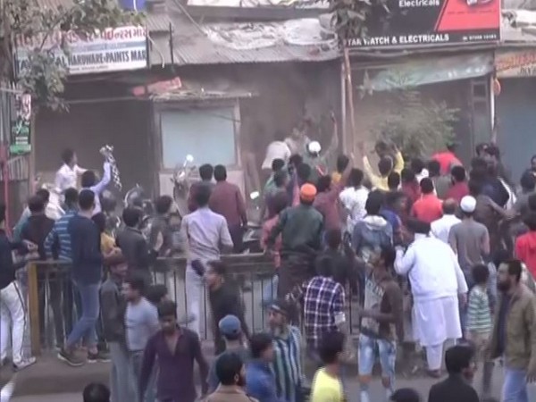 A visual from protest site in Ahmedabad. Photo/ANI