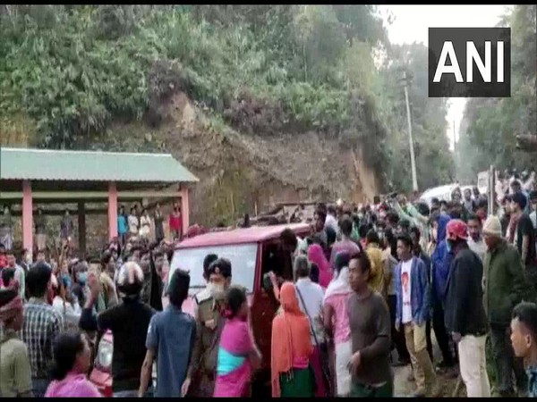 At the protest site in Kanchanpur area of North Tripura district. (Photo/ANI)