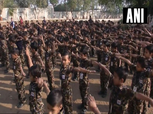 Students donned in Pt dress similar to Army Uniform at a School in Surat 