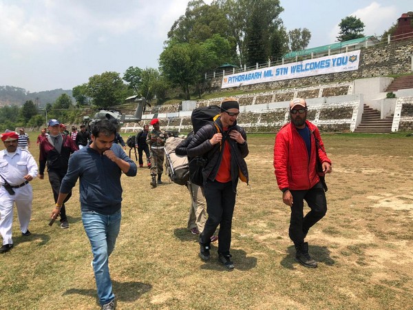 The rescued mountaineering team members at Pithoragarh on Sunday. (Photo/ANI)