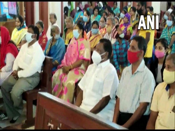 Former Chief Minister of Puducherry V Narayanasamy offered prayers at a church on New Year 2022 (Photo/ANI)