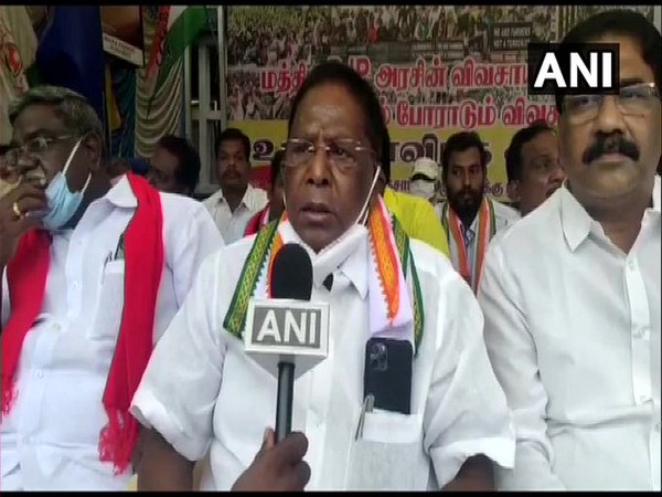 Puducherry Chief Minister V Narayanasamy speaking to ANI on Friday. [Photo/ANI]