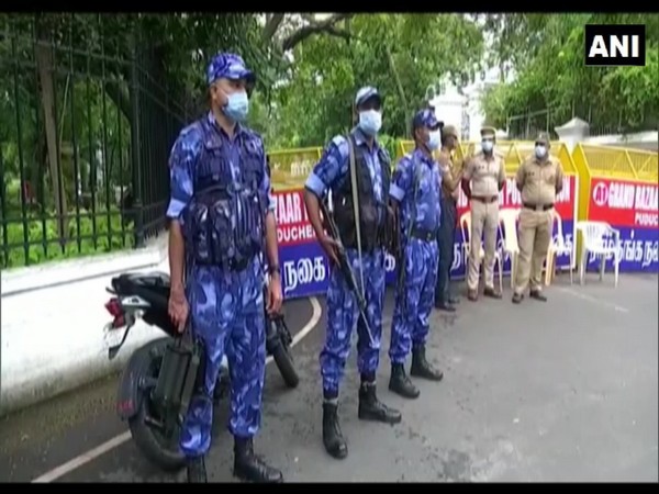Security forces have been deployed outside the Raj Nivas in Puducherry (Photo/ ANI)